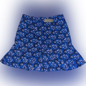 J Crew (NWT) BLUE Floral Flutter Flounce Vintage Scarf Print Mini Skirt -SZ 0